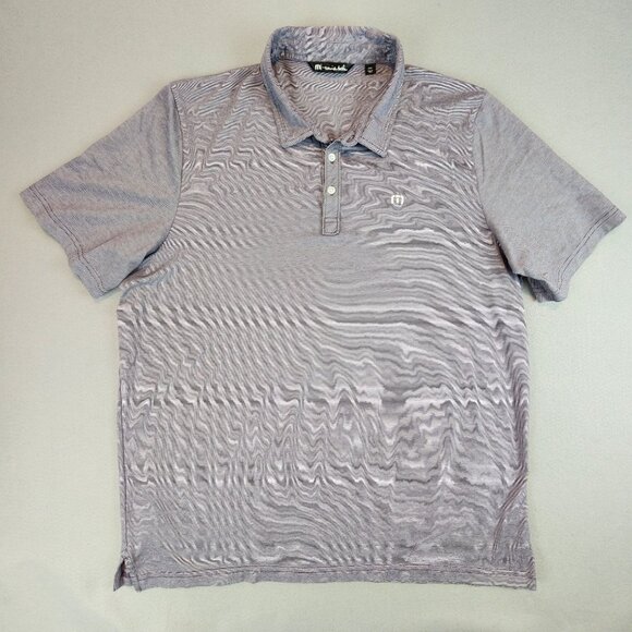 Travis Mathew Micro Stripe Golf Polo Short Sleeve Purple White Active Prep XXXL - Picture 2 of 12